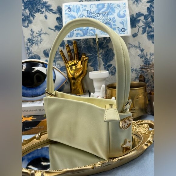 🆕 CHIARA FERRAGNI 🧿 NWOT Mini Eyelike Symbol Shoulder Bag, Pale Yellow - Picture 4 of 13